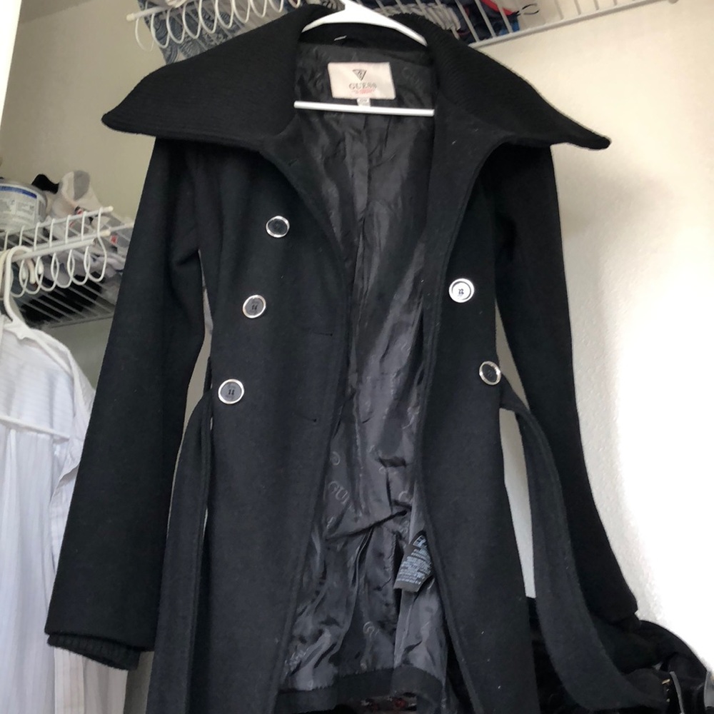Black Guess coat three button down